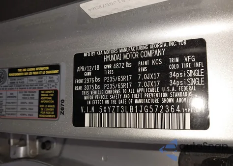 2018 Hyundai Santa Fe Sport 2.4L from USA, damaged, VIN 5XYZT3LB1JG572364